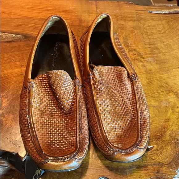 Tommy Bahama Naples Driver Woven Brown Leather Loafers Men’s 11